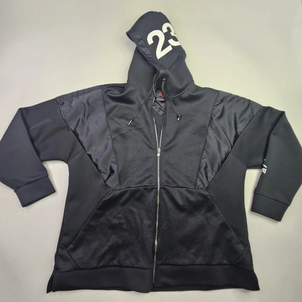 Jordan Jacket Men's XXL Black Full Zip Hoodie Engineered For Flight Mesh Paneled